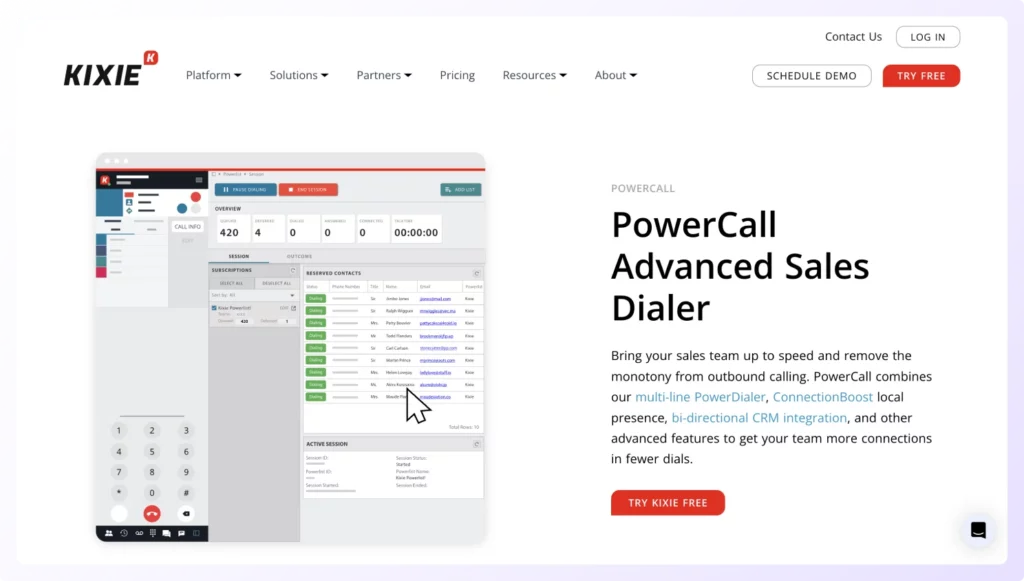 outbound call tracking software Kixie powercall home page