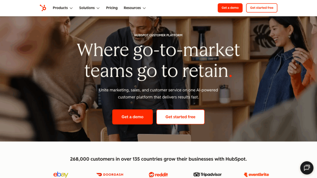 HubSpot Sales Hub homepage