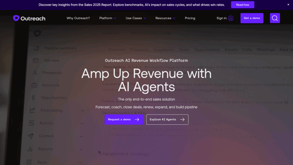 Outreach.io homepage 