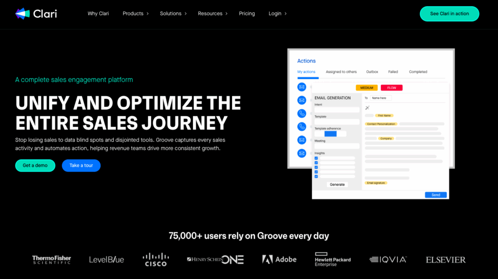 Groove by Clari homepage 