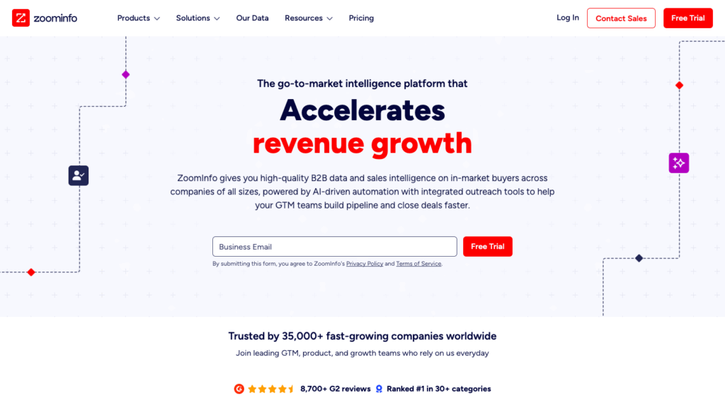 ZoomInfo Sales homepage