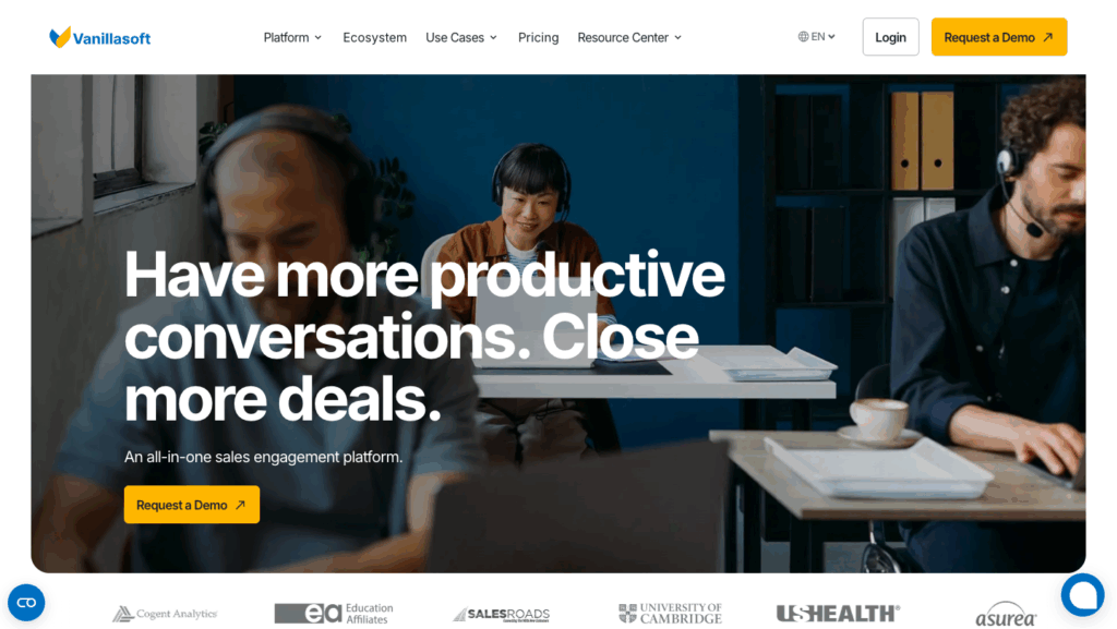  Vanillasoft homepage