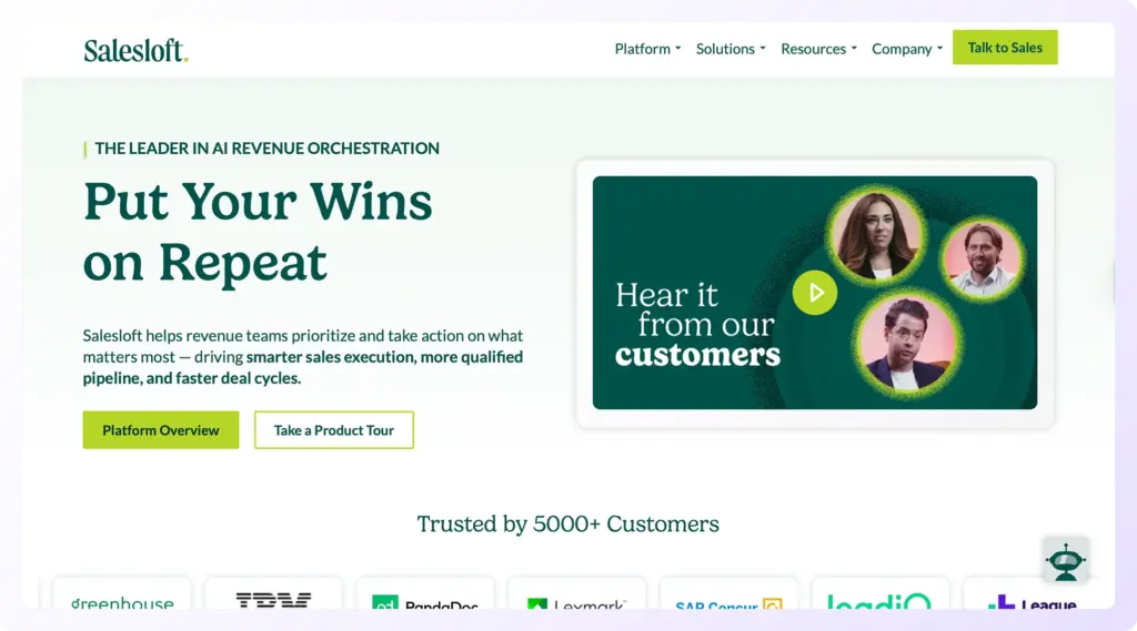 salesloft landingpage