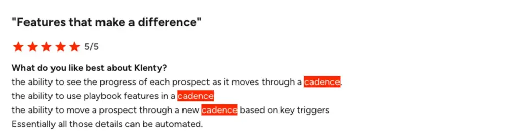 Screenshot of G2 reviews 