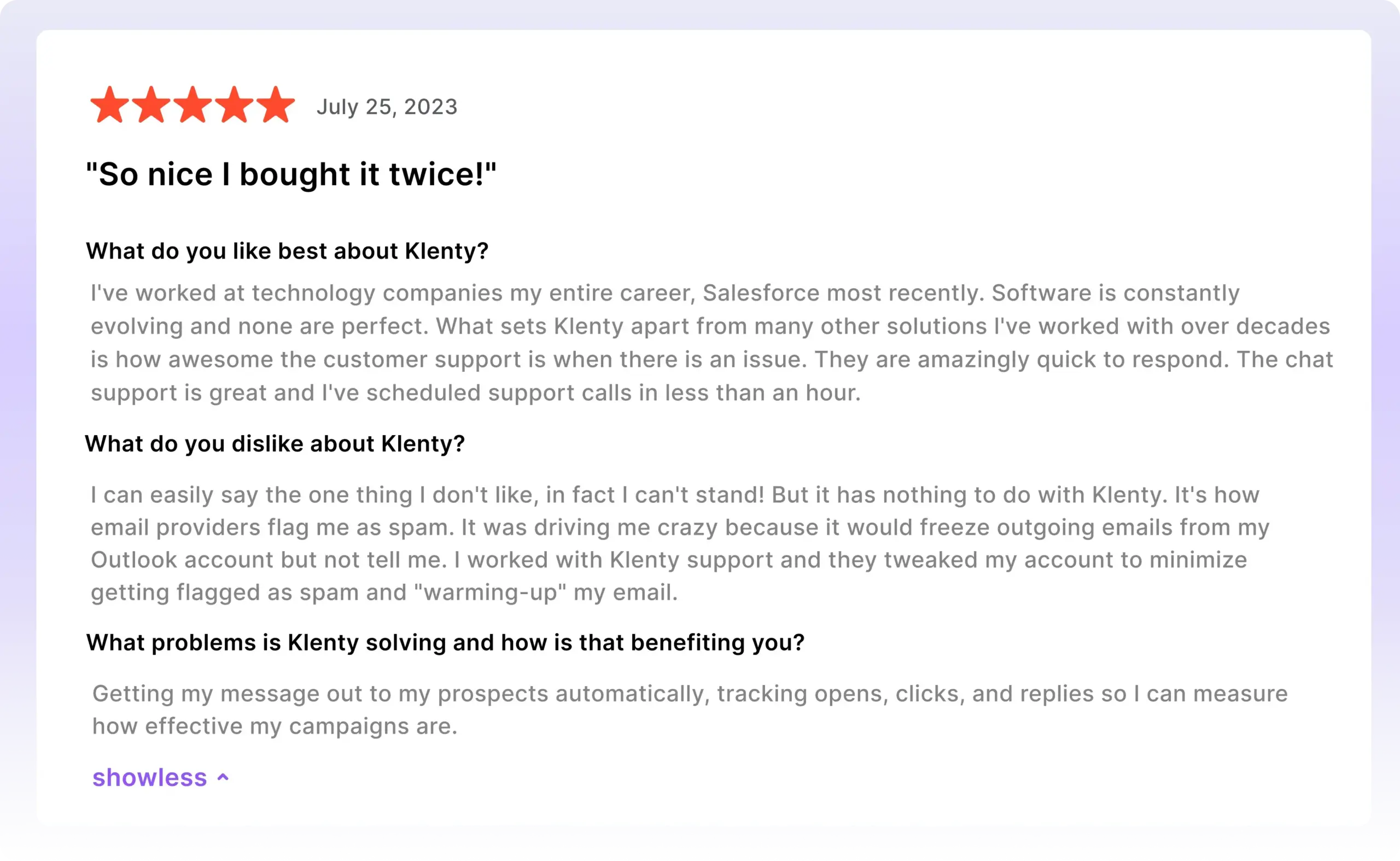 Klenty’s G2 Reviews