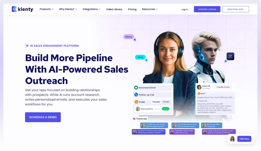 AI Sales Engagement Platform Klenty Homepage