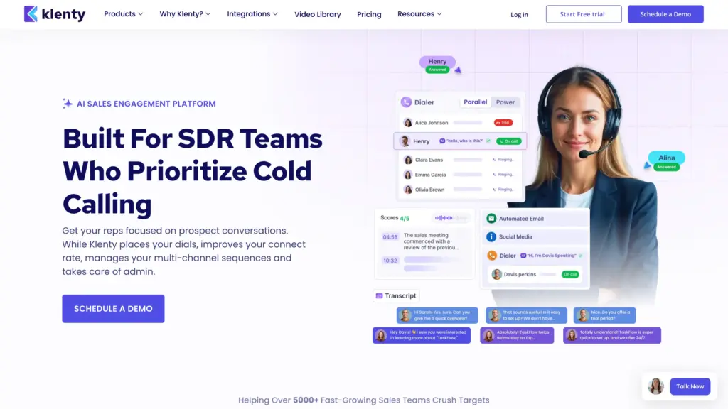 Best AI Sales Engagement Platform for cold calling - Klenty Homepage